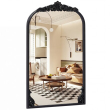 Gebogen barokke wandspiegel met gouden frame, 76x51 cm / 90x61 cm