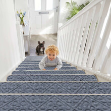 Antislip traptreden in lichtgrijs, verpakking van 15 stuks, 76x20 cm