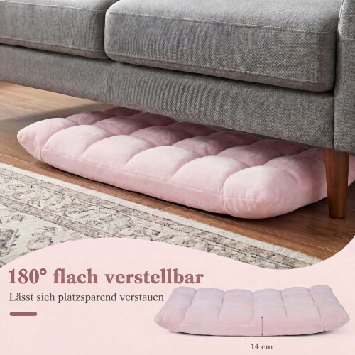Opklapbare vloerstoel, verstelbare rugleuning, lichtroze 1