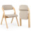 Folding Dining Chairs Set of 2, Rubber Wood, Beige Cushions 1