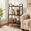 3-Tier Ladder & Corner Shelf Set, Metal Frame, Rustic Brown 1