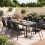 Set of 6 Stackable Garden Chairs, Black Teslin Fabric 1