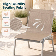 3-Piece Outdoor Furniture Set, Beige - 2 Chairs & Glass Table