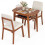 3-Piece Dining Set with Upholstered Chairs, Beige/Natural 1