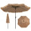Hawaiian Straw Parasol, 290 cm, Tiltable with Solar LED 1