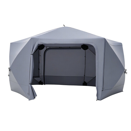 Folding Hexagonal Gazebo with Mosquito Nets and Curtains