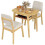 3-Piece Dining Set with Upholstered Chairs, Natural Wood 4