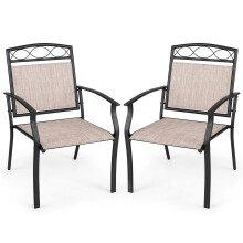 Set of 2 Brown Garden Chairs, Weatherproof & Ergonomic