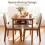 3-Piece Dining Set with Upholstered Chairs, Beige/Natural 8