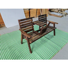 Wooden Garden Bench with Folding Table, Seats 2-3 People