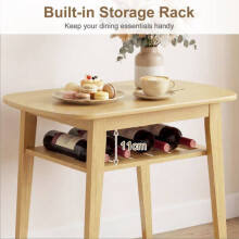3-Piece Dining Set with Upholstered Chairs, Natural Wood