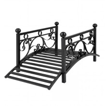 Metal Garden Bridge with Scrollwork, Black, 40"