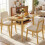3-Piece Dining Set with Upholstered Chairs, Natural Wood 6