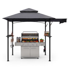 Garden Gazebo 2.5x2.5m with Awning, Shelves & Hooks