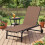 Adjustable Brown Sun Lounger with Wheels & Breathable Fabric 7