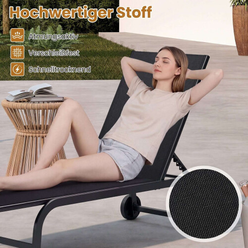 Outdoor Chaise Lounge Chairs, Set of 2, Adjustable Backrest 2