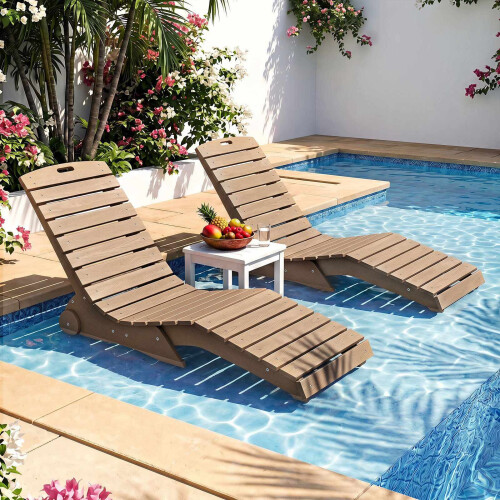 Ergonomic In-Pool Lounge Chair with Wheels - Brown HDPE 1