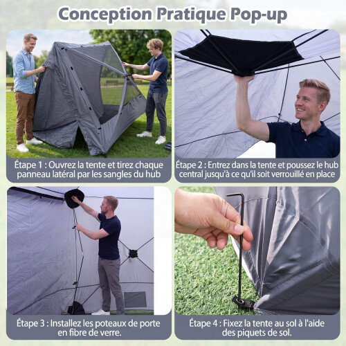 Folding Hexagonal Gazebo with Mosquito Nets and Curtains 1