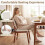 3-Piece Dining Set with Upholstered Chairs, Beige/Natural 2