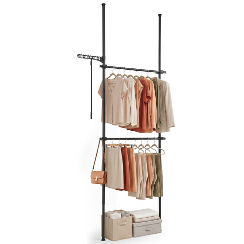 Adjustable Floor-to-Ceiling Clothes Rack, Black, 43.3"-124" 2