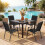 Set of 6 Stackable Garden Chairs, Black Teslin Fabric 2