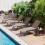 Outdoor Sun Lounger with Wheels & Side Table, Brown 4