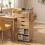 Craft Storage Trolley with Drawers and Shelves, Natural 7