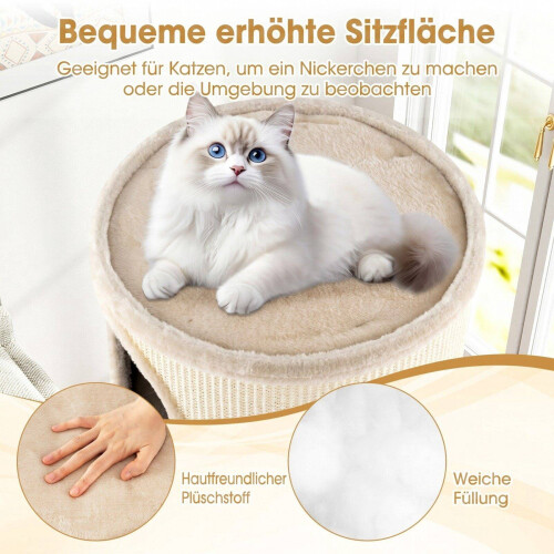 Beige Multi-Level Cat House with Sisal Scratching Pad 1