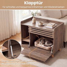 Cat Litter Box Enclosure with Flip Door, Brown Wood