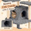 170cm Grey Cat Tree with Sisal Posts and Cave 2
