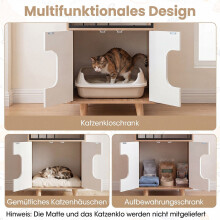 Cat Litter Box Enclosure with Shelf and Double Doors