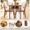 3-Piece Dining Set with Upholstered Chairs, Beige/Natural 6