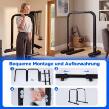 Adjustable Dip Bar Station, 660 LBS Capacity, Black Metal