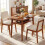 3-Piece Dining Set with Upholstered Chairs, Beige/Natural 7