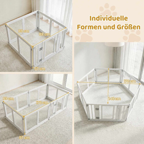 Clear Plastic Dog Playpen with Secure Locking Door, 6 Panels 1