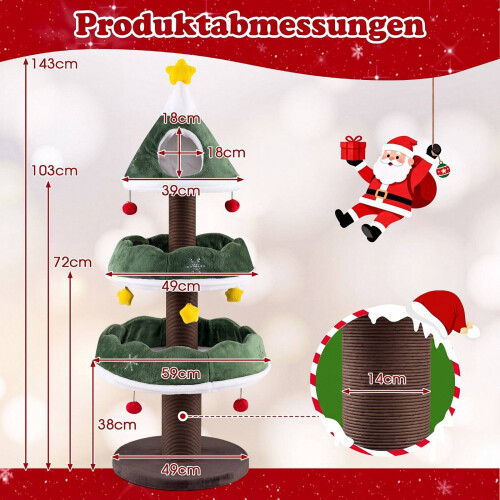 Cat Christmas Tree Tower with Condo and Scratching Posts 2