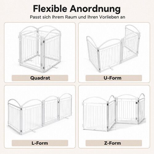 Foldable 4-Panel Dog Gate with Door, 81 cm, White 1