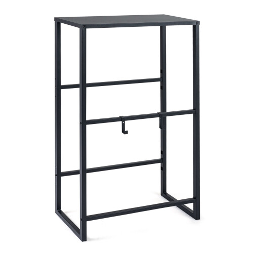 3-Tier Metal Drink Crate Rack with Shelf and Hooks