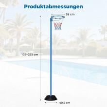 Adjustable Basketball Hoop with Fillable Base, 105-255 cm