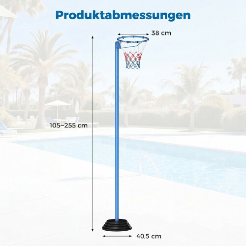Adjustable Basketball Hoop with Fillable Base, 105-255 cm