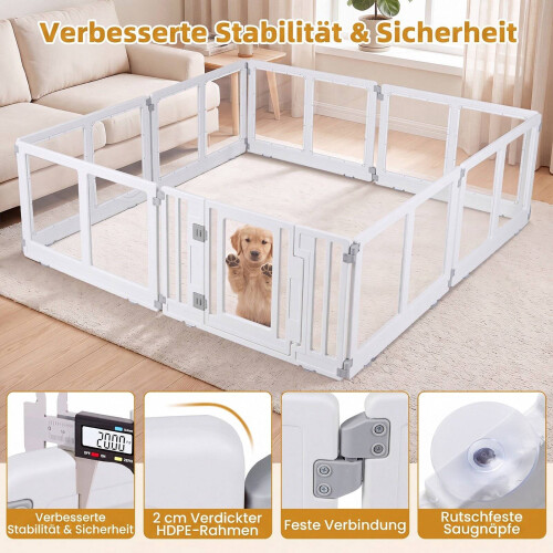 Clear Plastic Dog Playpen with Locking Door, 8 Panels 1