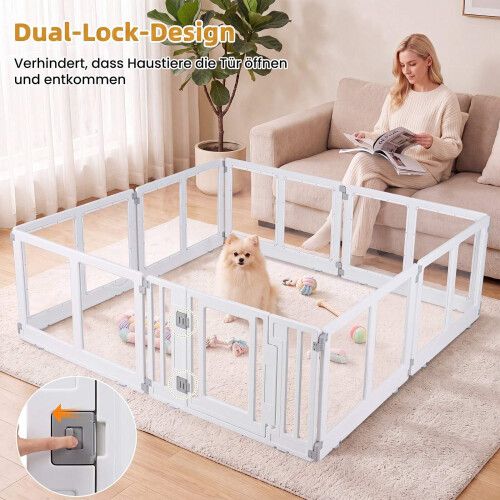 Clear Plastic Dog Playpen with Locking Door, 8 Panels 2