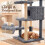 170cm Grey Cat Tree with Sisal Posts and Cave 7