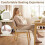 3-Piece Dining Set with Upholstered Chairs, Natural Wood 2