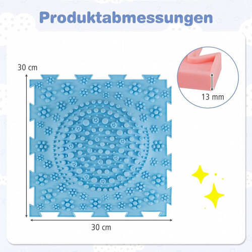Interlocking Sensory Mats, 6 PCS, Multi-Colored TPE, 12"x12"