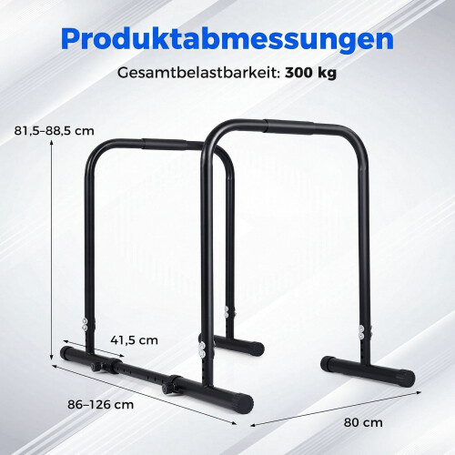Adjustable Dip Bar Station, 660 lbs Capacity, Black Metal 1
