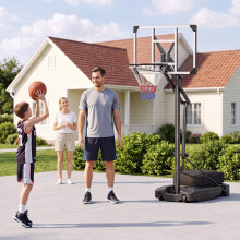 Adjustable Basketball Hoop with Shatterproof Backboard & Wheels