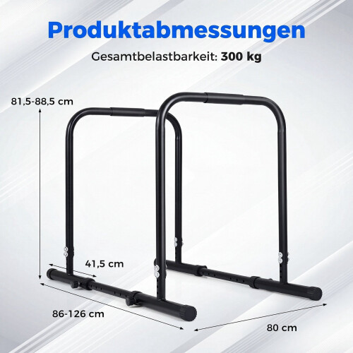 Adjustable Dip Bar Station, 660 LBS Capacity, Black Metal 2