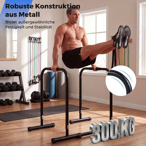 Adjustable Dip Bar Station, 660 lbs Capacity, Black Metal 2