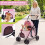 Pet Stroller for Small Dogs, Foldable with Canopy - Pink 4